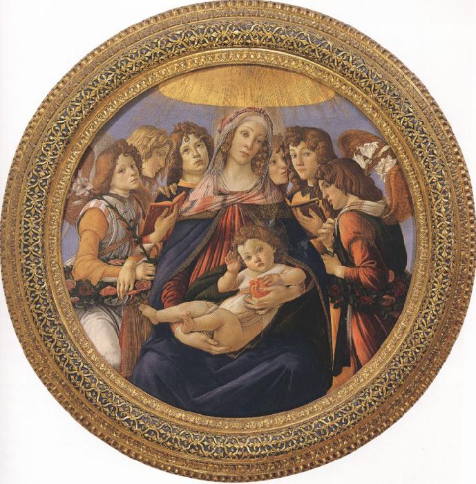 Sandro Botticelli Madonna and Child with six Angels or Madonna of the Pomegranate (mk36) Germany oil painting art